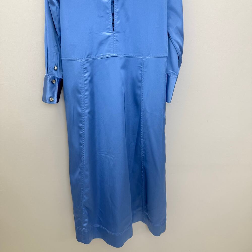 GANNI
Ruched-Detail Satin Midi Dress💜 - Picture 12 of 16